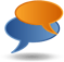 Orange and blue overlapping chat bubbles